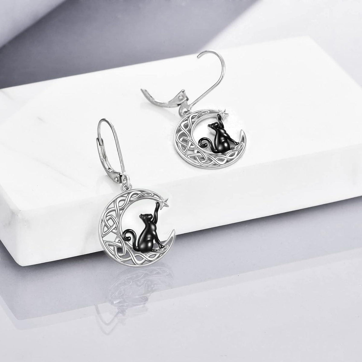 Keltische Mond Ohrringe aus Sterling Silber für Damen