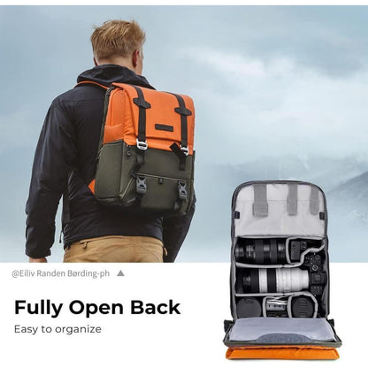 Kamerarucksack 20L mit Laptopfach & Regenschutz – Orange