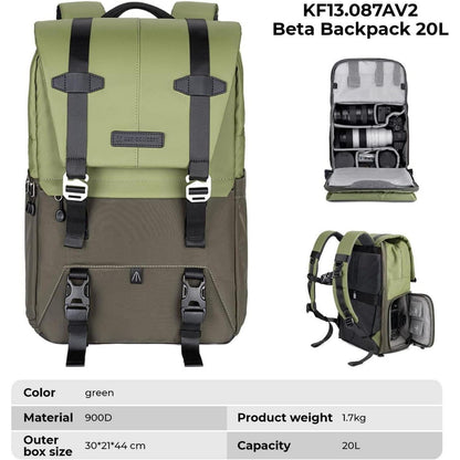 Kamerarucksack 20L mit Laptopfach & Regenschutz – Grün