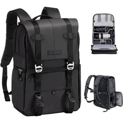 Kamerarucksack 20L mit Laptopfach & Regenschutz – Schwarz/Grau