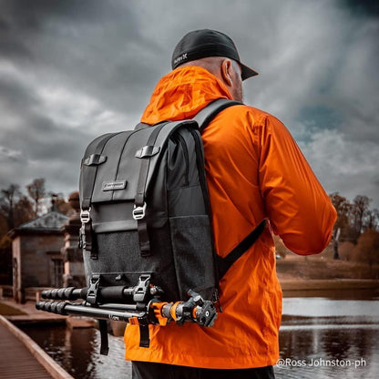 Kamerarucksack 20L mit Laptopfach & Regenschutz – Schwarz/Grau