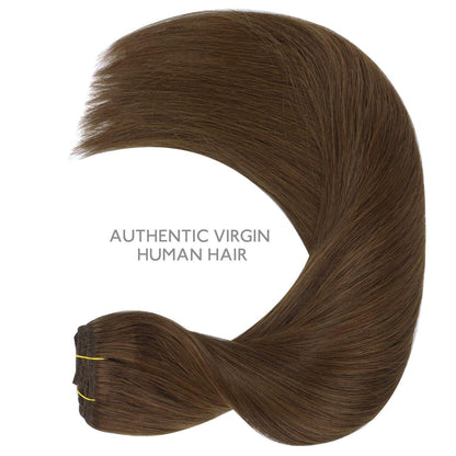 Echthaar Clip-in Extensions Schokoladenbraun 40cm