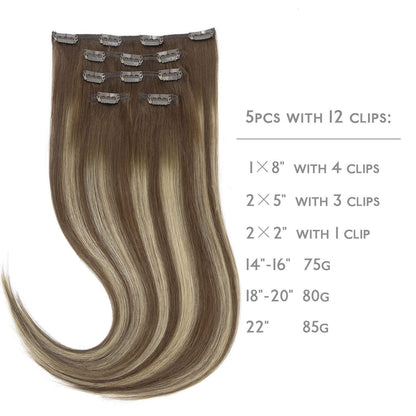 Clip-in Echthaarverlängerung Balayage Schoko-Blond 55cm