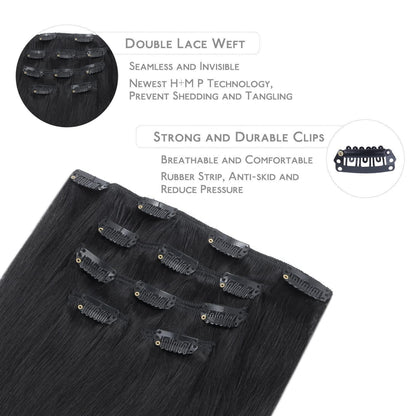 Clip-in Echthaarverlängerung Tief Schwarz 40cm - 75g