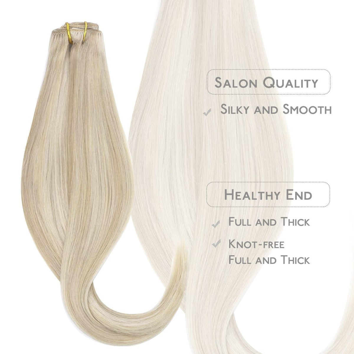 Echthaar Clip-in Extensions Aschblond Highlights Platinblond 50cm