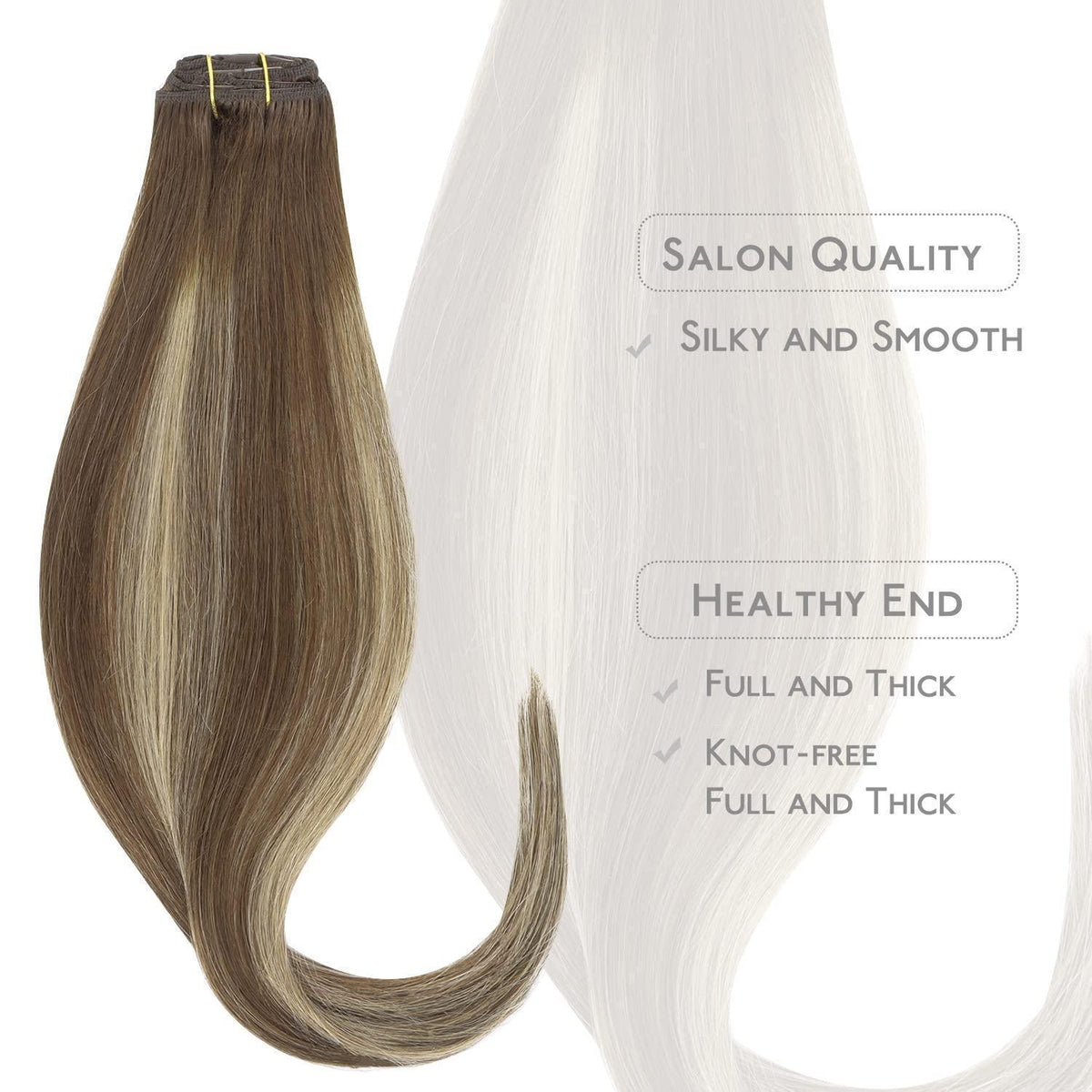 Clip-in Echthaar Extensions Balayage Schoko-Blond 40cm