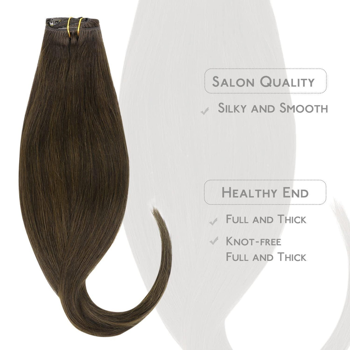 Echthaar Clip-in Extensions Dunkelbraun 35cm - 75g