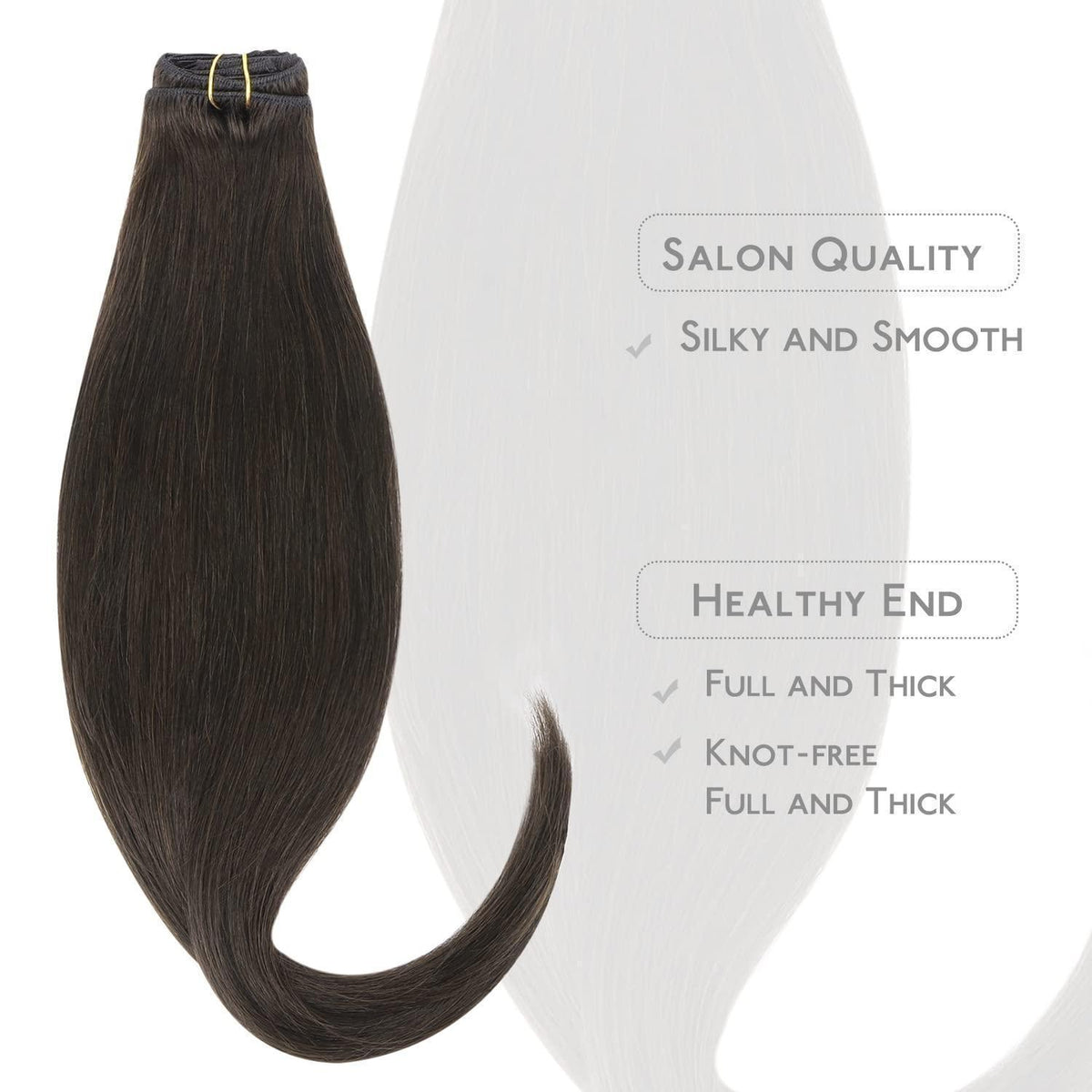 Echthaar Clip-in Extensions Dunkelbraun 40cm - 75g