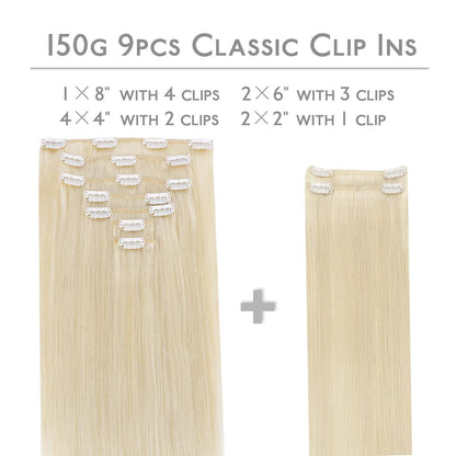 Echthaar Clip-Ins Platinblond (40cm, 150g)