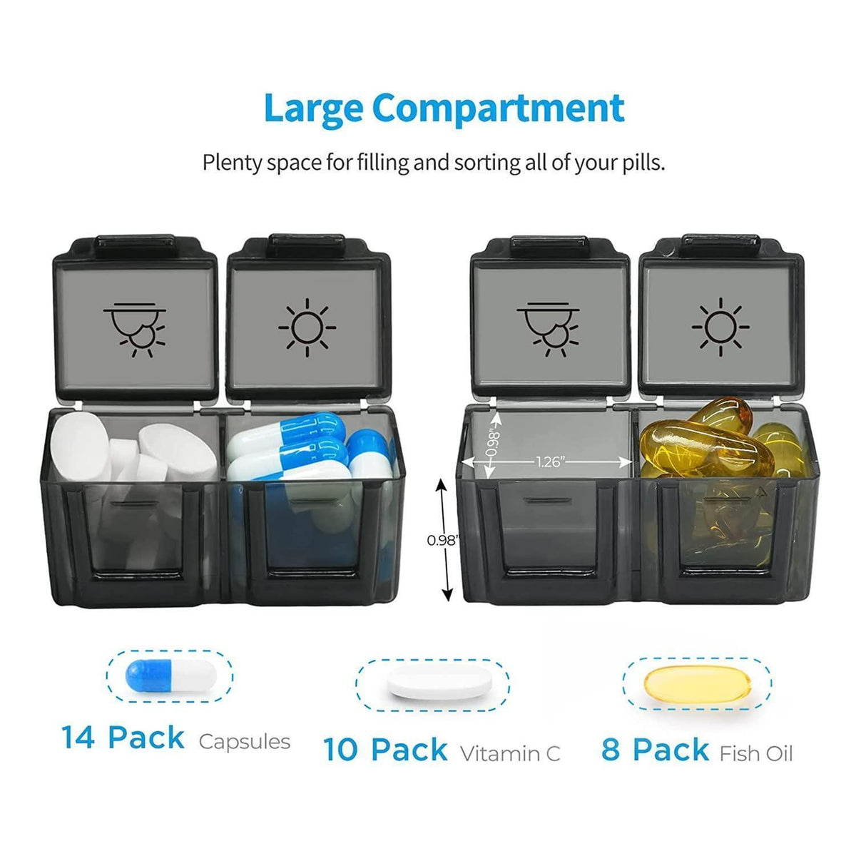 Tablettenbox 31 Tage – Pillendose mit 2 Fächern pro Tag