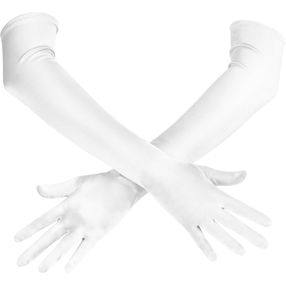 Lange Satin Handschuhe 20er Jahre Flapper Weiß