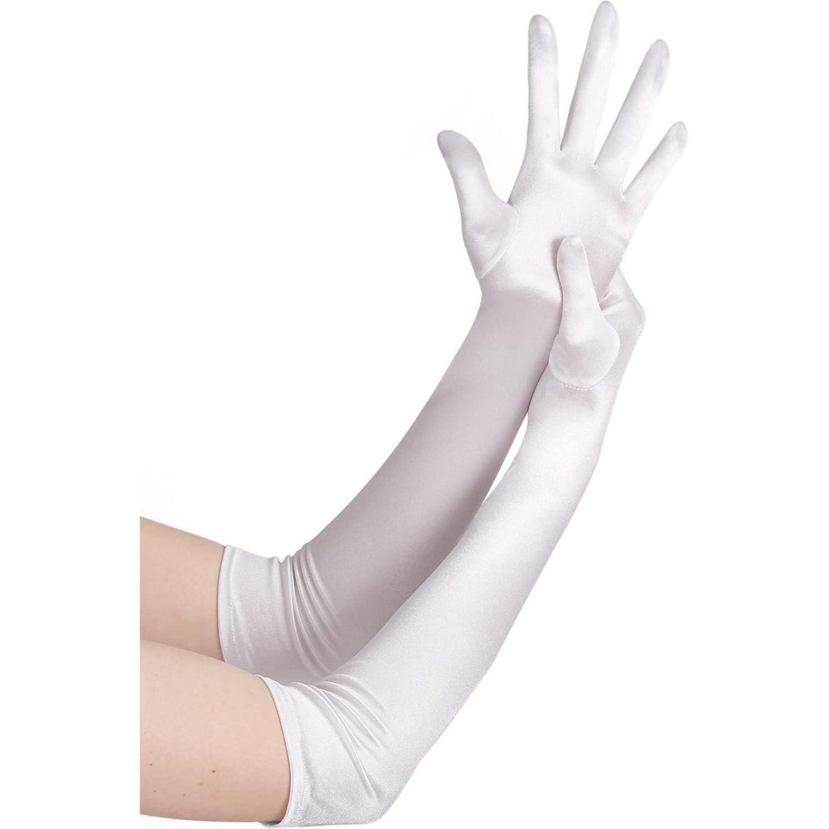 Lange Satin Handschuhe 20er Jahre Flapper Weiß