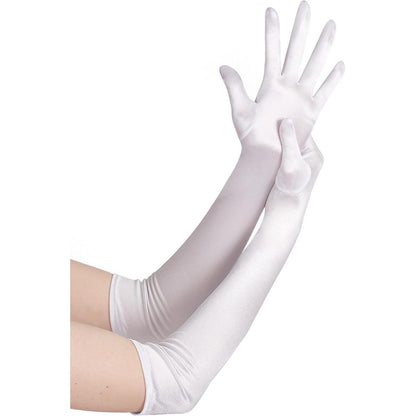 Lange Satin Handschuhe 20er Jahre Flapper Weiß