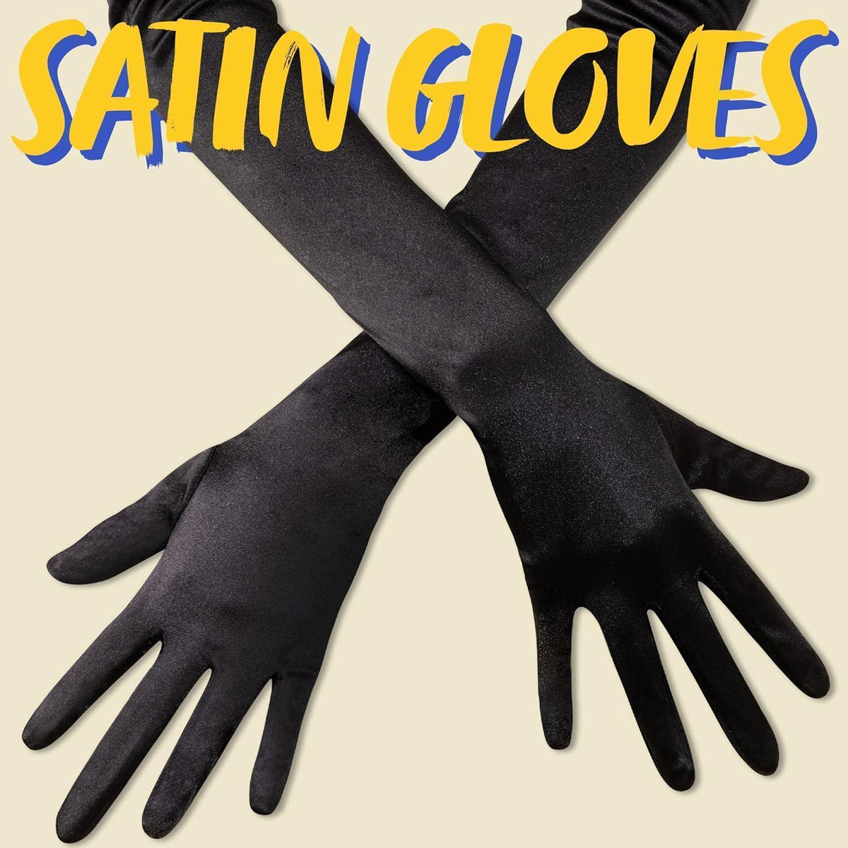 Lange Satin Handschuhe 20er Jahre Flapper Opern Handschuhe Schwarz
