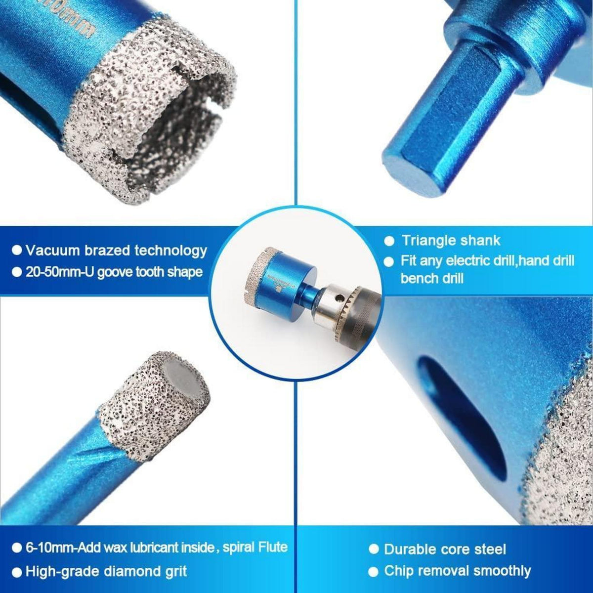 Diamant Trockenbohrer Set für Fliesen, Porzellan, Granit