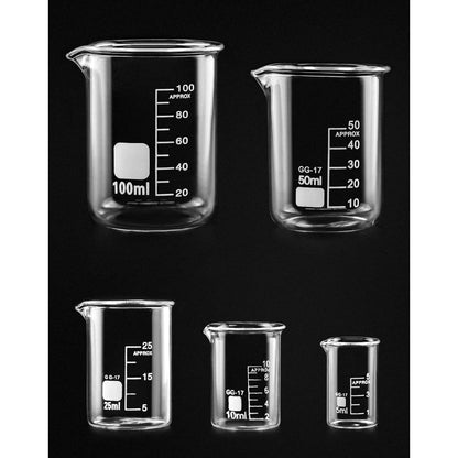 Abgestufte Glas Messbecher Set 5ml 10ml 25ml 50ml 100ml