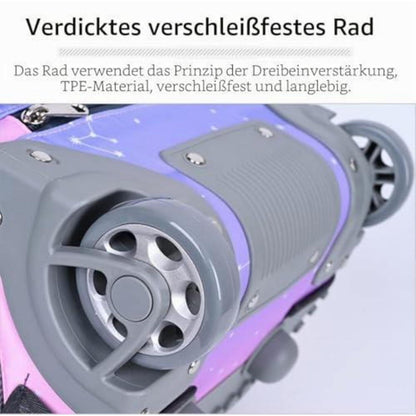 Trolley Rucksack mit Rollen – Schulranzen für Kinder & Teenager Pink Blumen