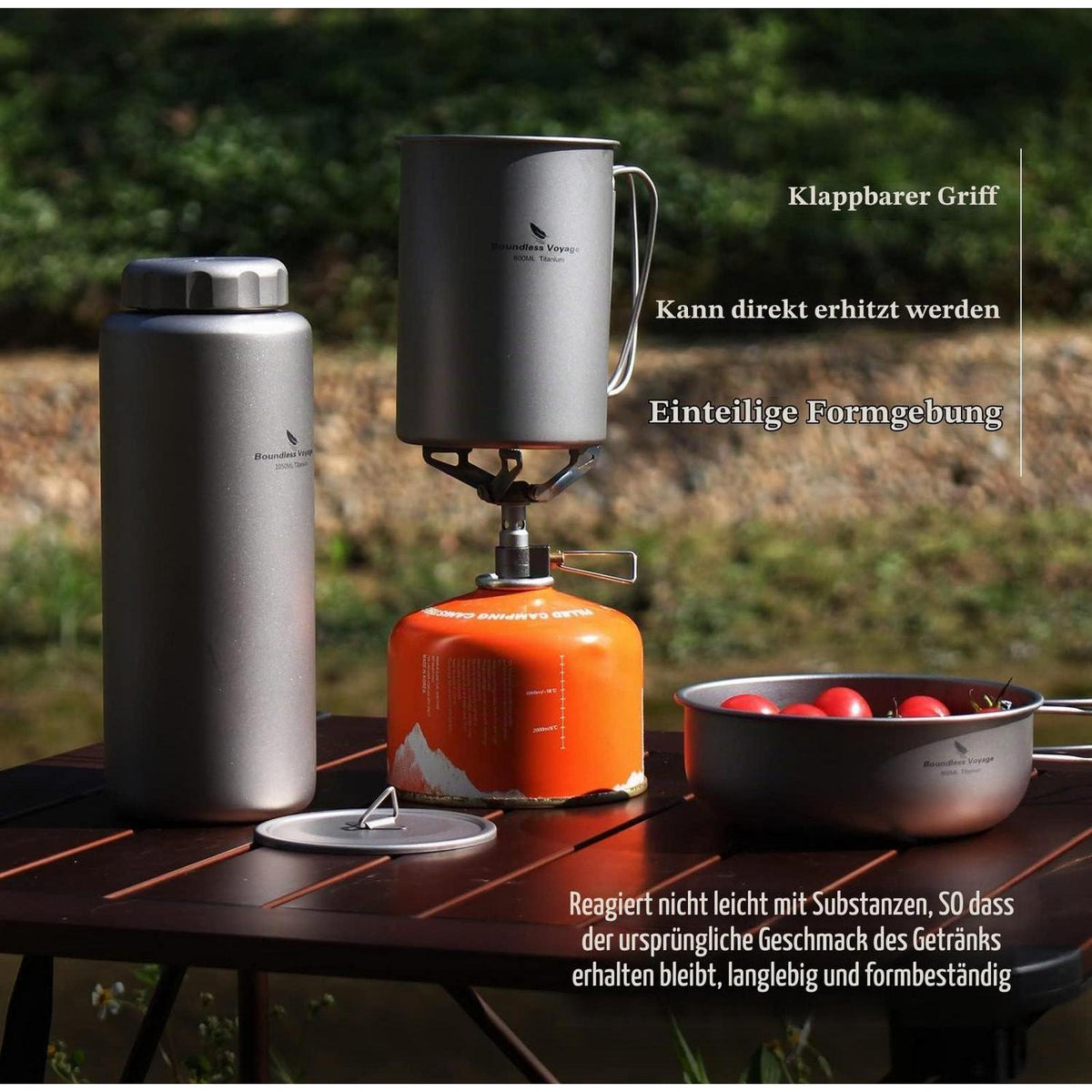 Titan Trinkflasche & Becher Set Outdoor Camping 1050ml