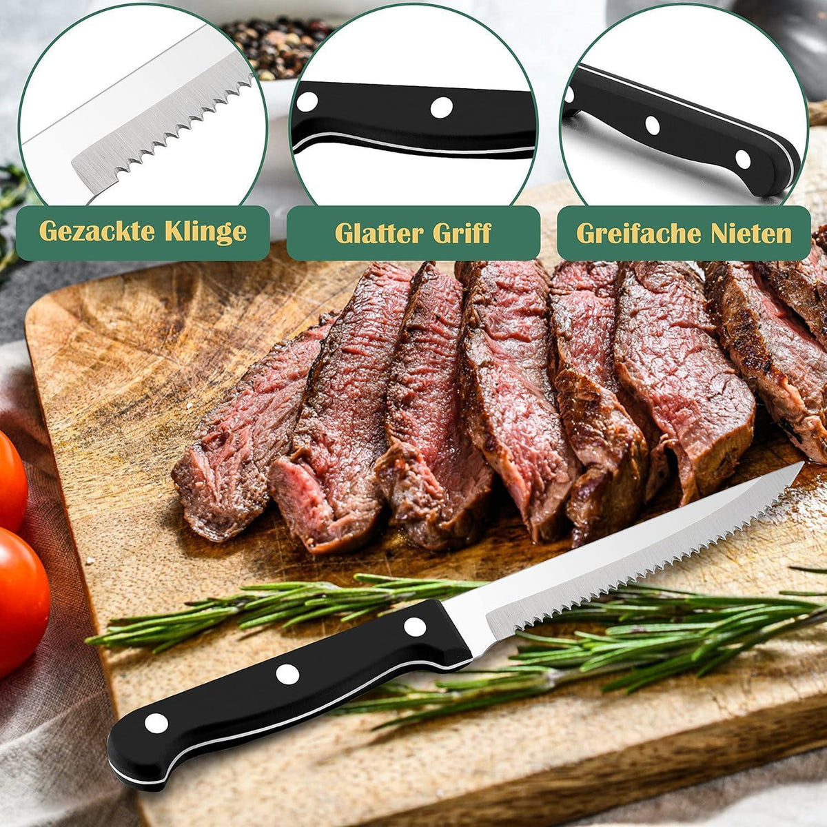 72-teiliges Besteckset Edelstahl für 12 Personen mit Steakmessern