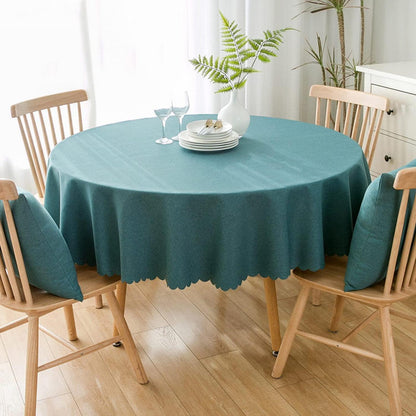 Runde wasserdichte Tischdecke Blaugrün 140cm – Fleckresistent & Pflegeleicht