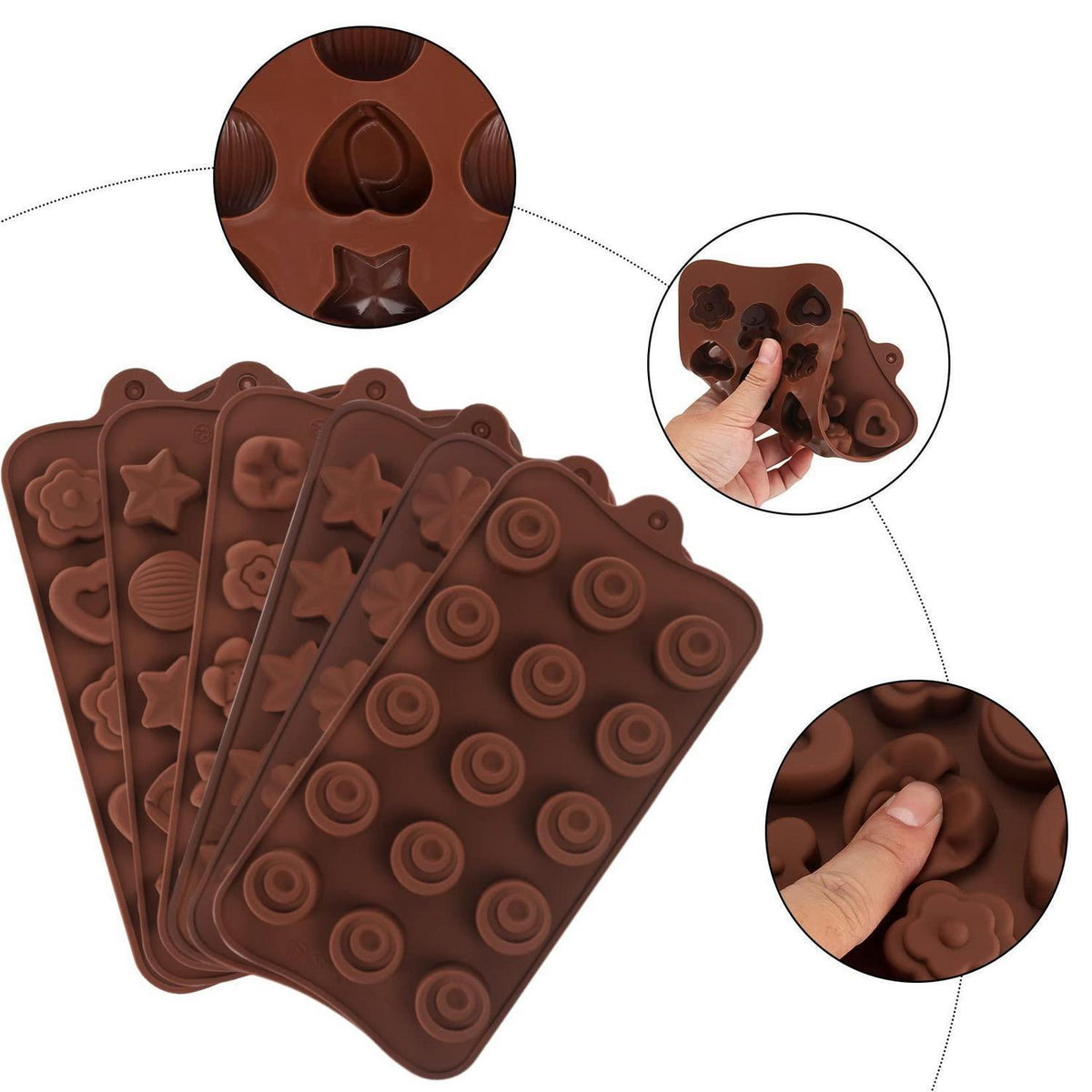Silikon Pralinenformen Set – 6er Pack für Schokolade & Co.