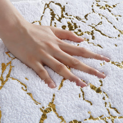 Rutschfeste Badematte Weiß & Gold - Mikrofaser Teppich 40x60 cm