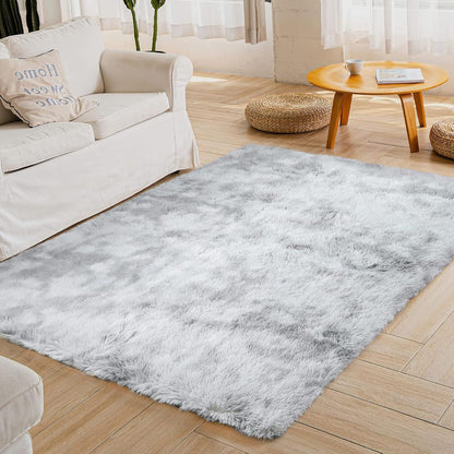 Weicher Hochflor Shaggy Teppich 80x150 cm Hellgrau
