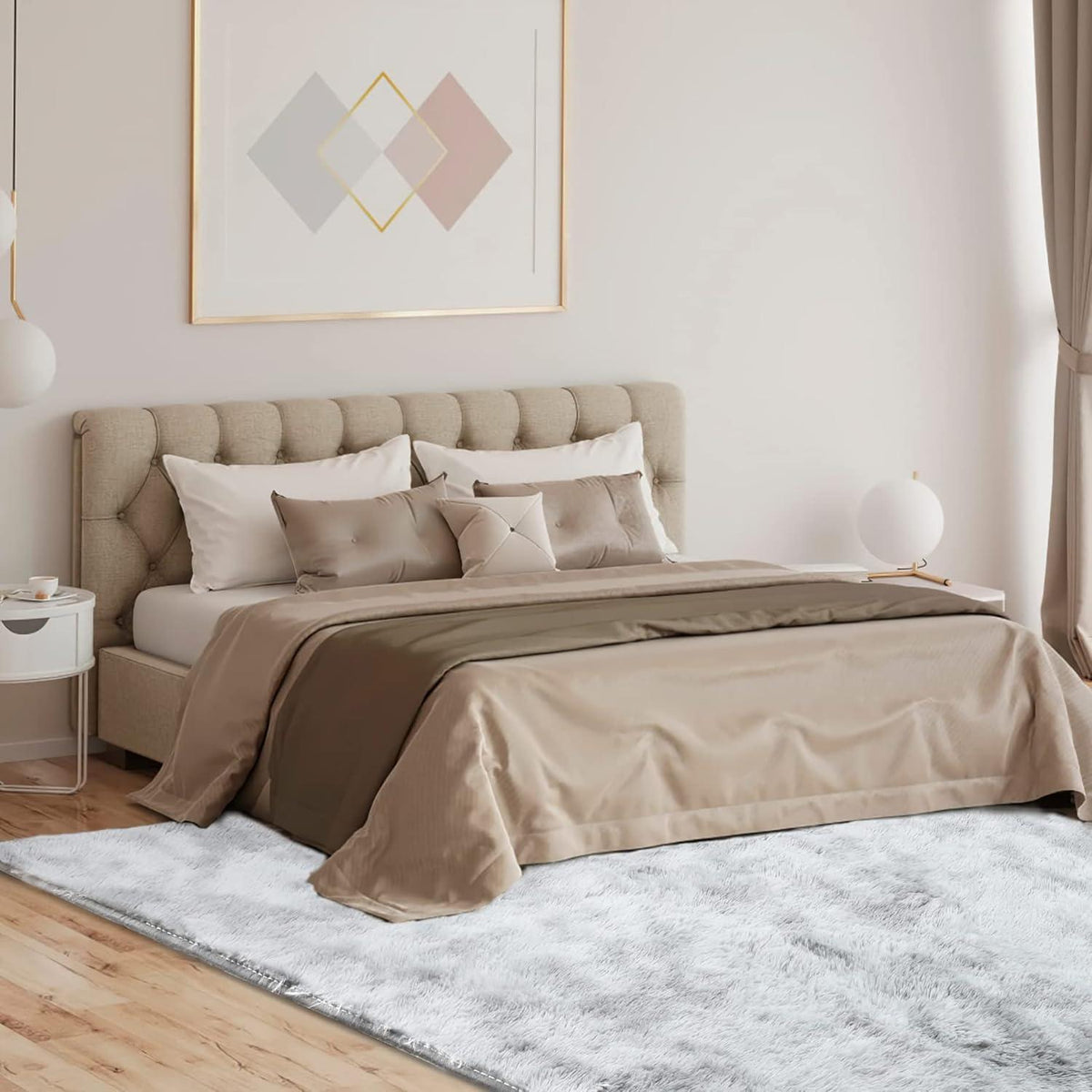 Weicher Hochflor Shaggy Teppich 80x150 cm Hellgrau