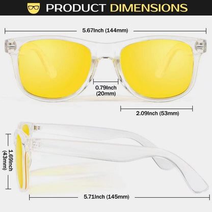 Polarisierte Nachtfahrbrille Retro Rechteckig Unisex UV400 Transparent Gelb