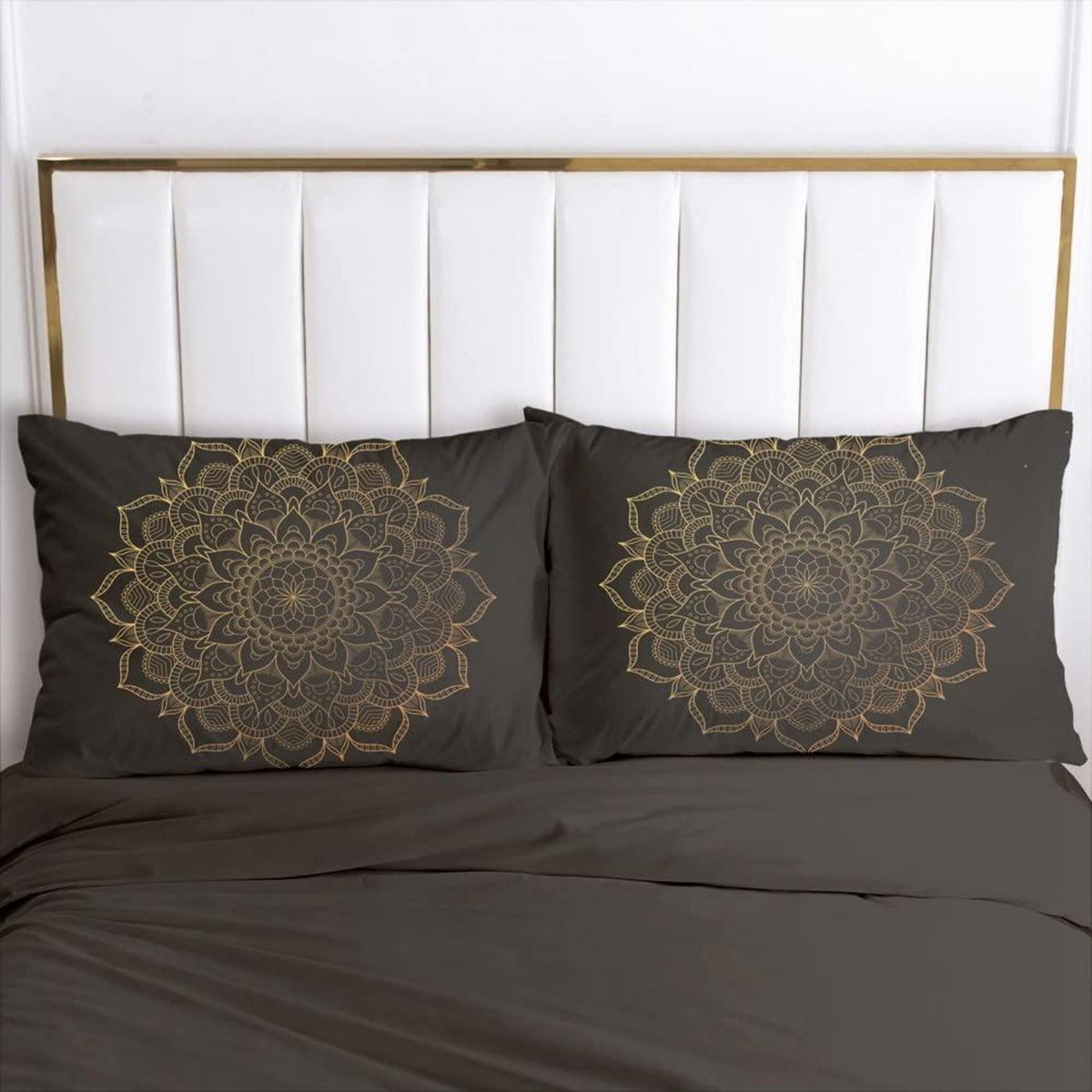 Boho Bettwäsche Set 135x200 Schwarz Gold Mandala Mikrofaser