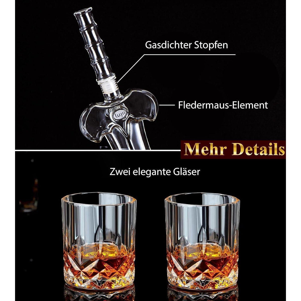 Heroisches Schwert Whisky Karaffe Set mit Gläsern & Tablett