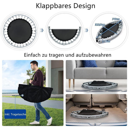 Klappbares Fitness Trampolin Ø101 cm mit Haltegriff & Tragetasche