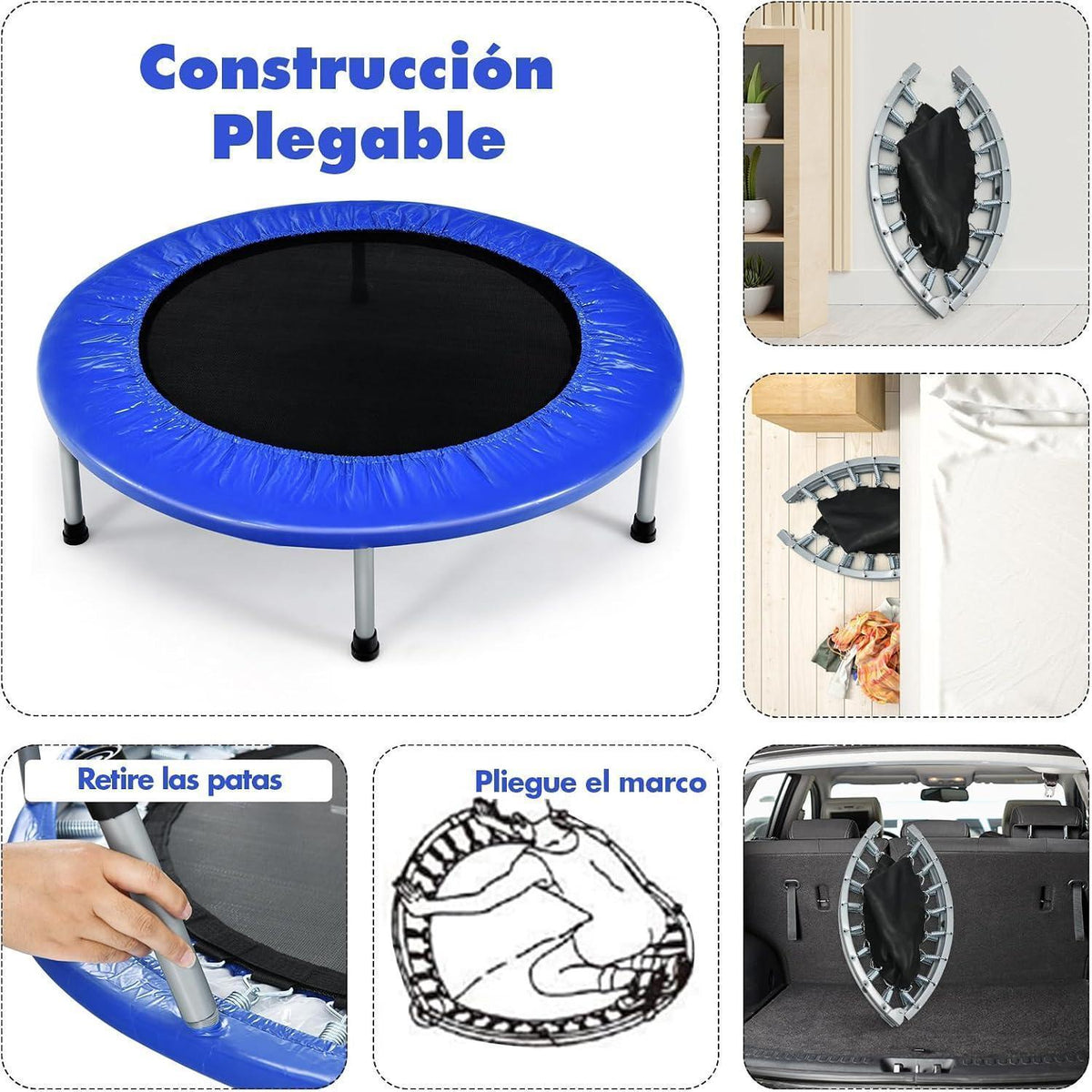 Klappbares Fitness Trampolin Ø97 cm – Blau, 150 kg