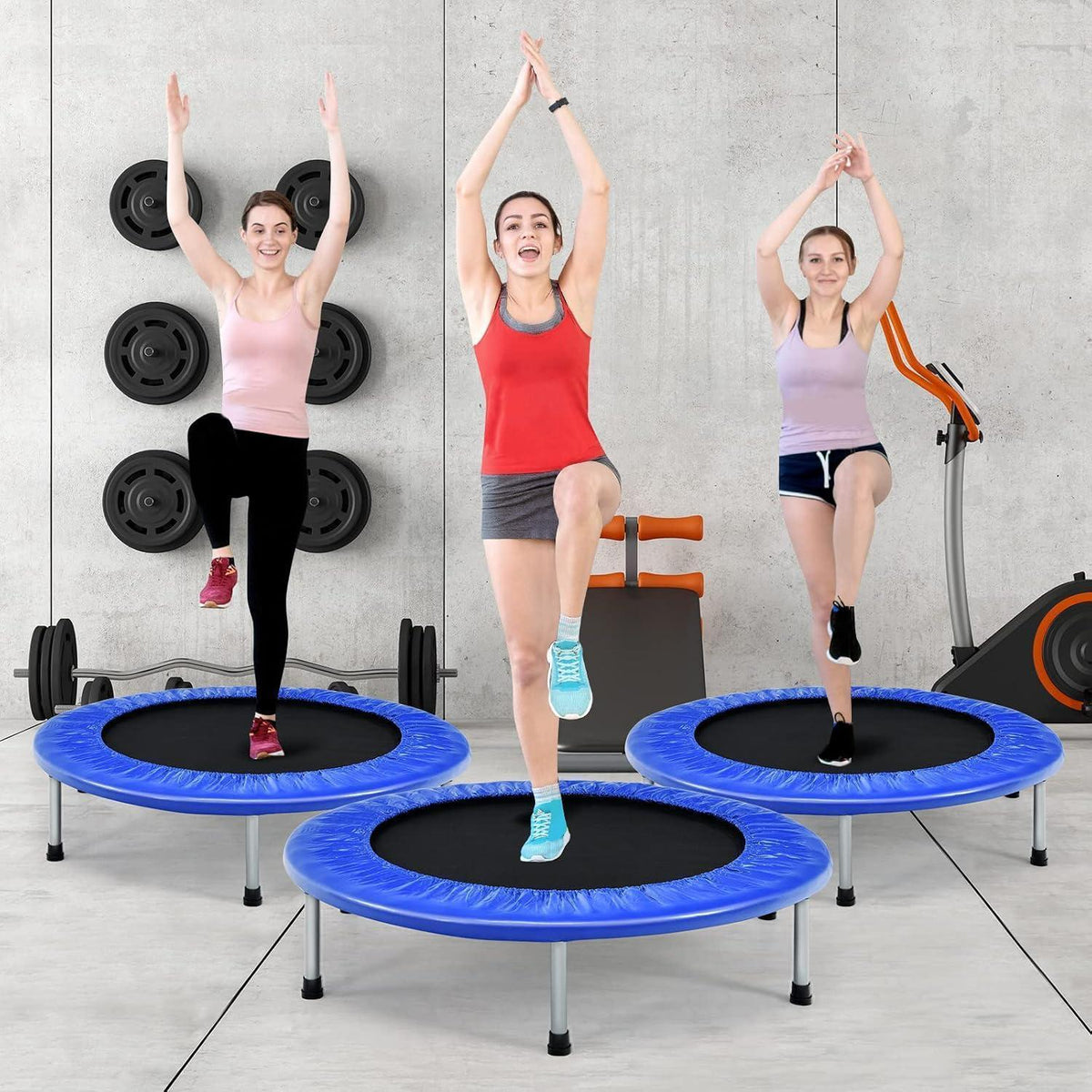 Klappbares Fitness Trampolin Ø97 cm – Blau, 150 kg