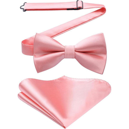 Fliegen-Set mit Einstecktuch für Herren, vorgebunden, rosa