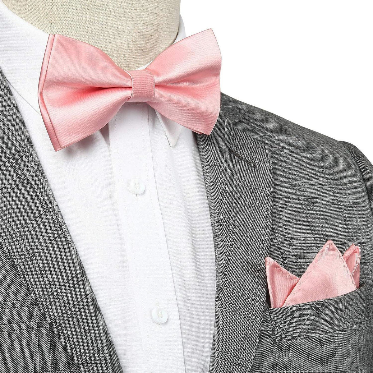 Fliegen-Set mit Einstecktuch für Herren, vorgebunden, rosa