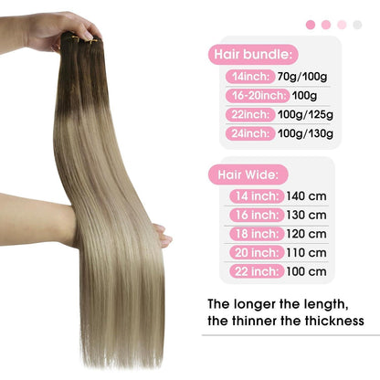 Echthaar Tressen Dunkelbraun Balayage Blond 35cm