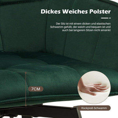 Drehbarer Samt Esszimmerstuhl mit Armlehnen – Grün (2er Set)