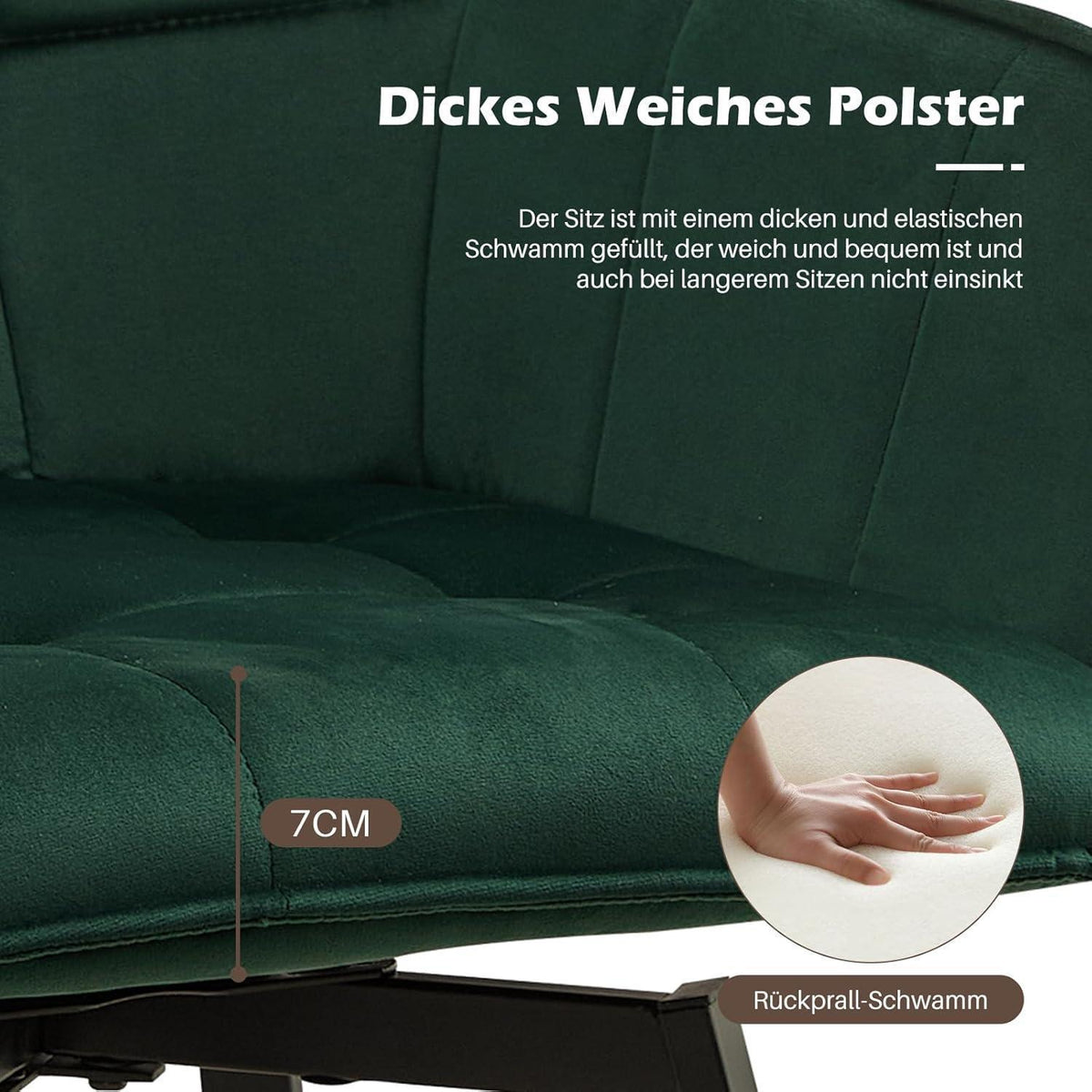 Drehbarer Samt Esszimmerstuhl mit Armlehnen - Grün (4er Set)
