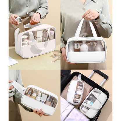 Kosmetiktasche Transparent PVC 3er Set Wasserdicht Weiß