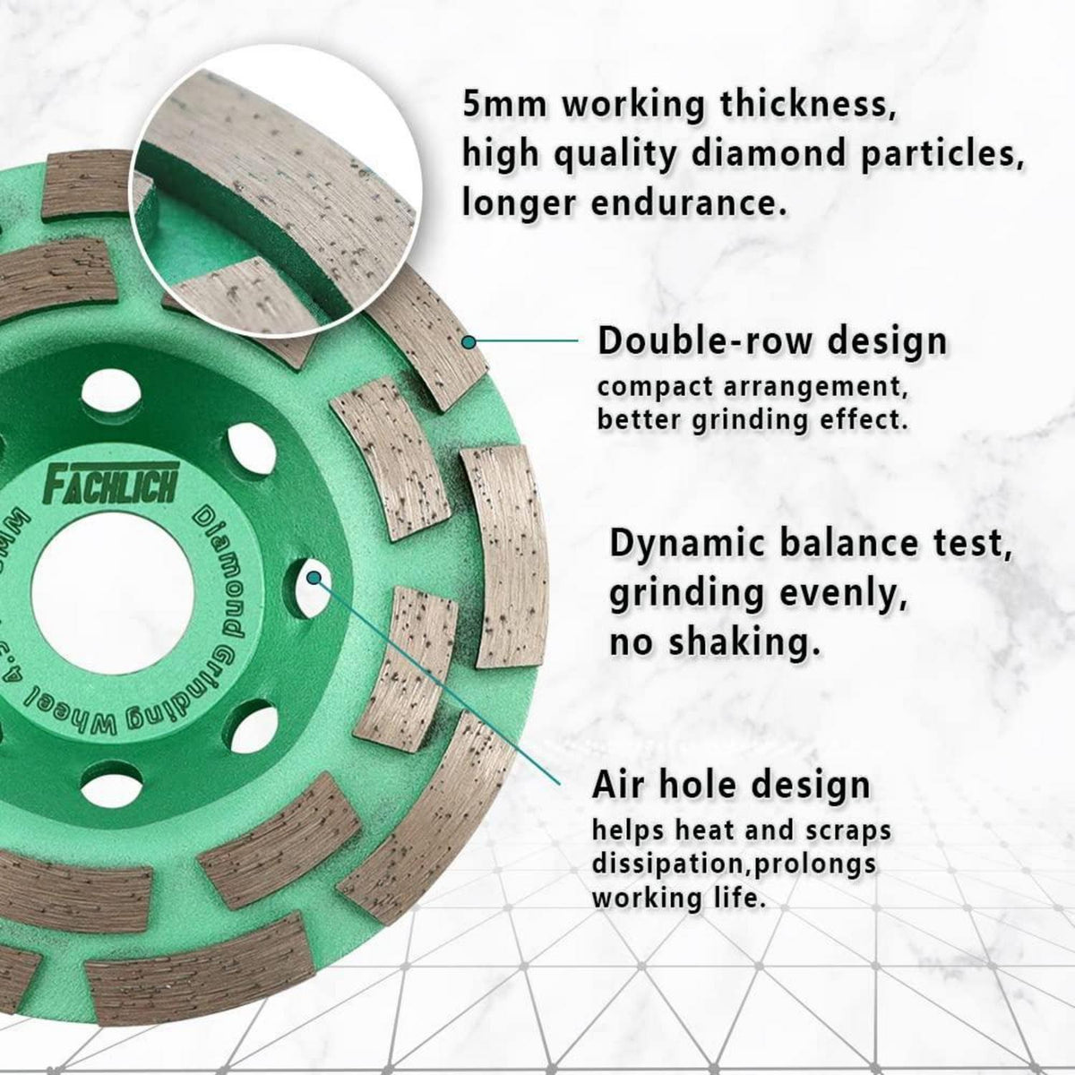 Diamantschleiftopf 2 Stück 115mm Doppelreihe für Beton & Stein