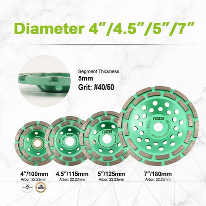 Diamant Schleiftopf 180mm Doppelreihe für Beton & Stein