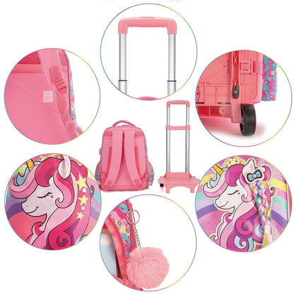Einhorn Trolley Schulranzen Set für Mädchen mit Lunchbox