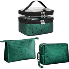 Kosmetiktaschen Set 3 Stück Damen Grün Transparent Doppellagig