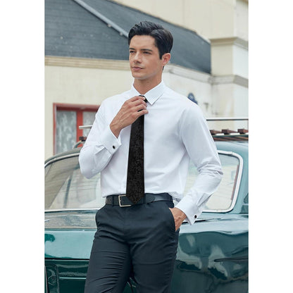 Herren Krawatten Set mit Einstecktuch & Manschettenknöpfen Seide Paisley