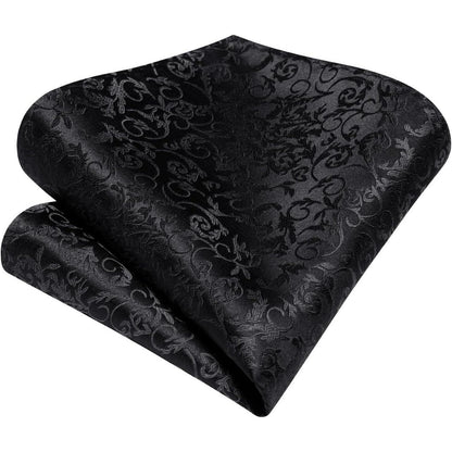 Herren Krawatten Set mit Einstecktuch & Manschettenknöpfen Seide Paisley