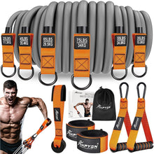 Widerstandsbänder Set 136 kg mit Griffen & Zubehör Orange Schwarz