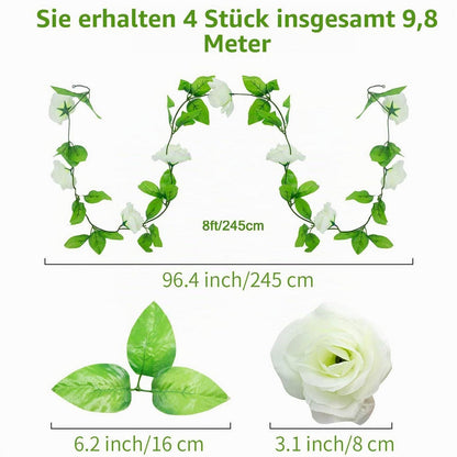 Künstliche Rosen Girlande 4er Set – 9.8m Hochzeit & Party Deko