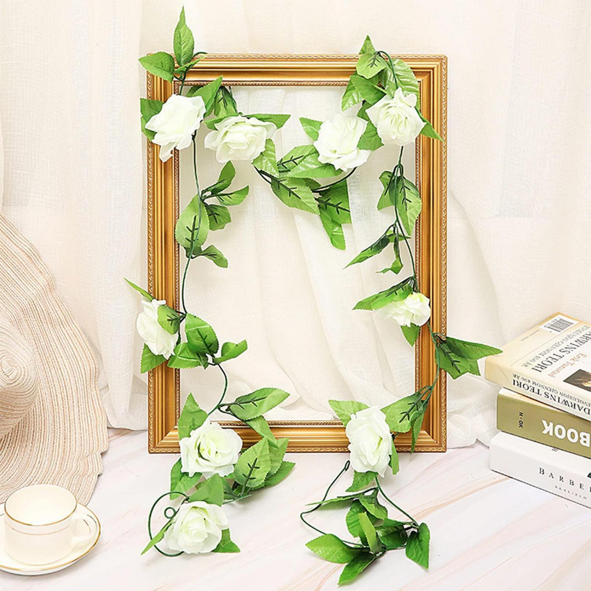 Künstliche Rosen Girlande 4er Set – 9.8m Hochzeit & Party Deko