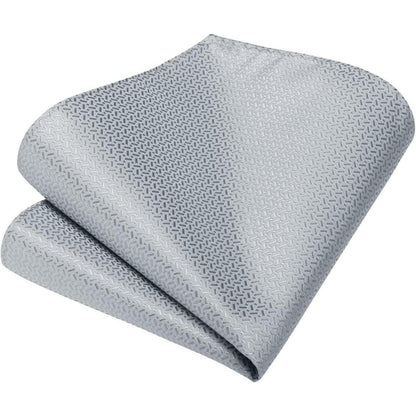 Herren Krawatten Set mit Einstecktuch & Manschettenknöpfen Grau/Silber